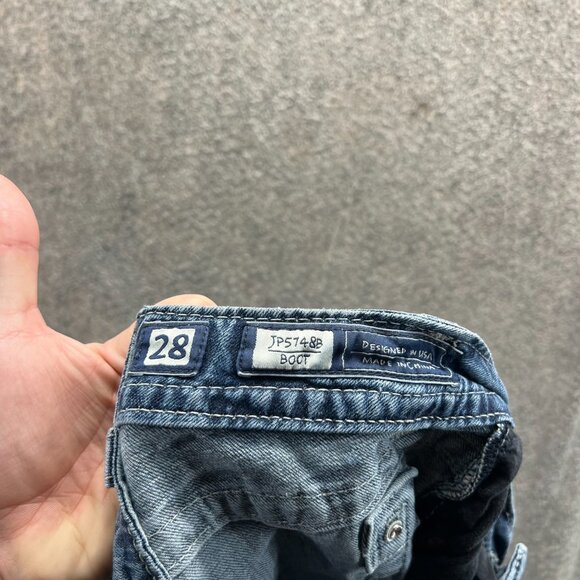 Miss Me Jeans Womens 28 Bootcut Blue Denim Fleur De Lis Embroidered Pockets - Picture 10 of 12